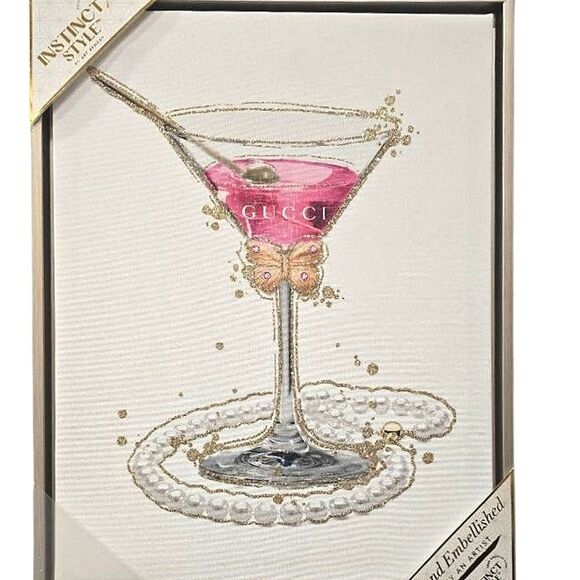 Instinct Style Drink w/Gucci Martini Canvas Framed Wall Decor - Picture 1 of 5